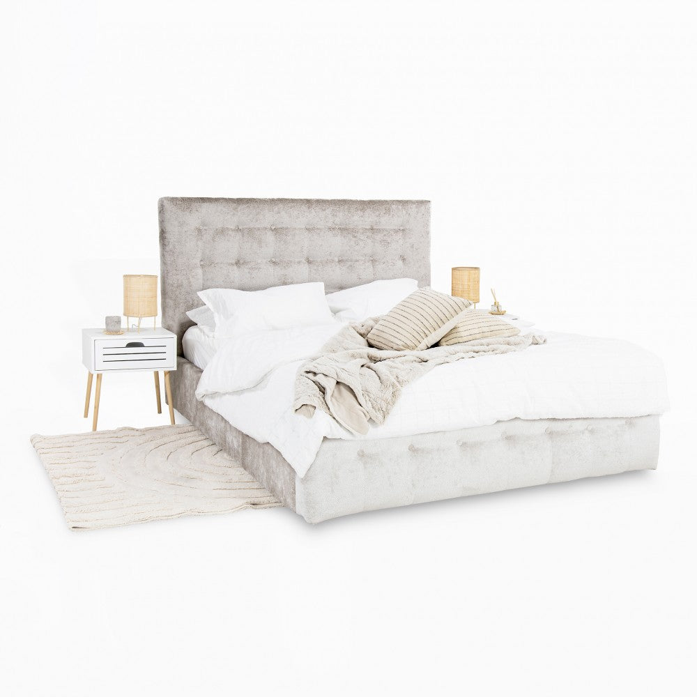 Pat tapitat Amos cu somiera rabatabila si spatiu de depozitare, Blue